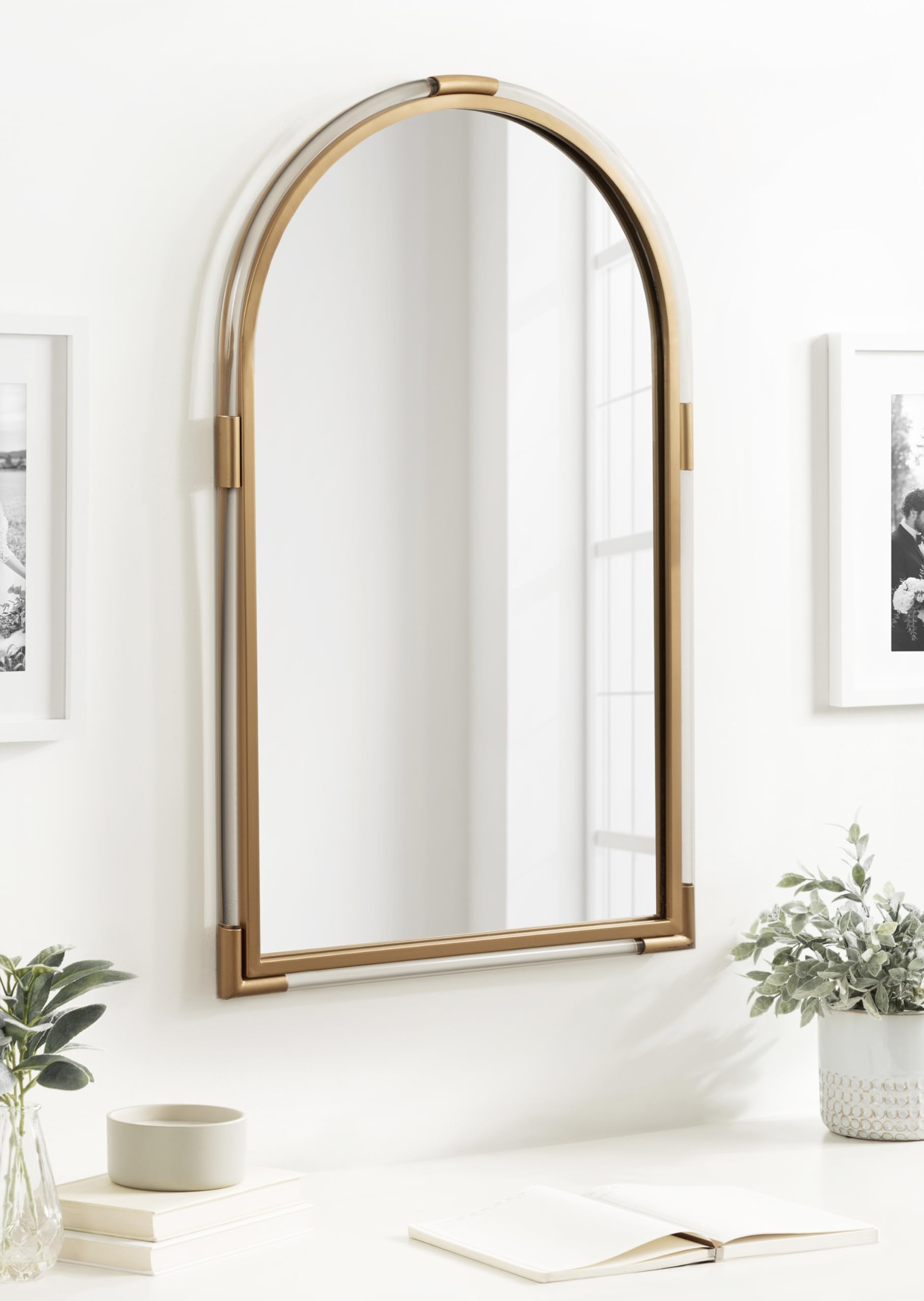 Acrylic Arch Mirror with Metal Detailing