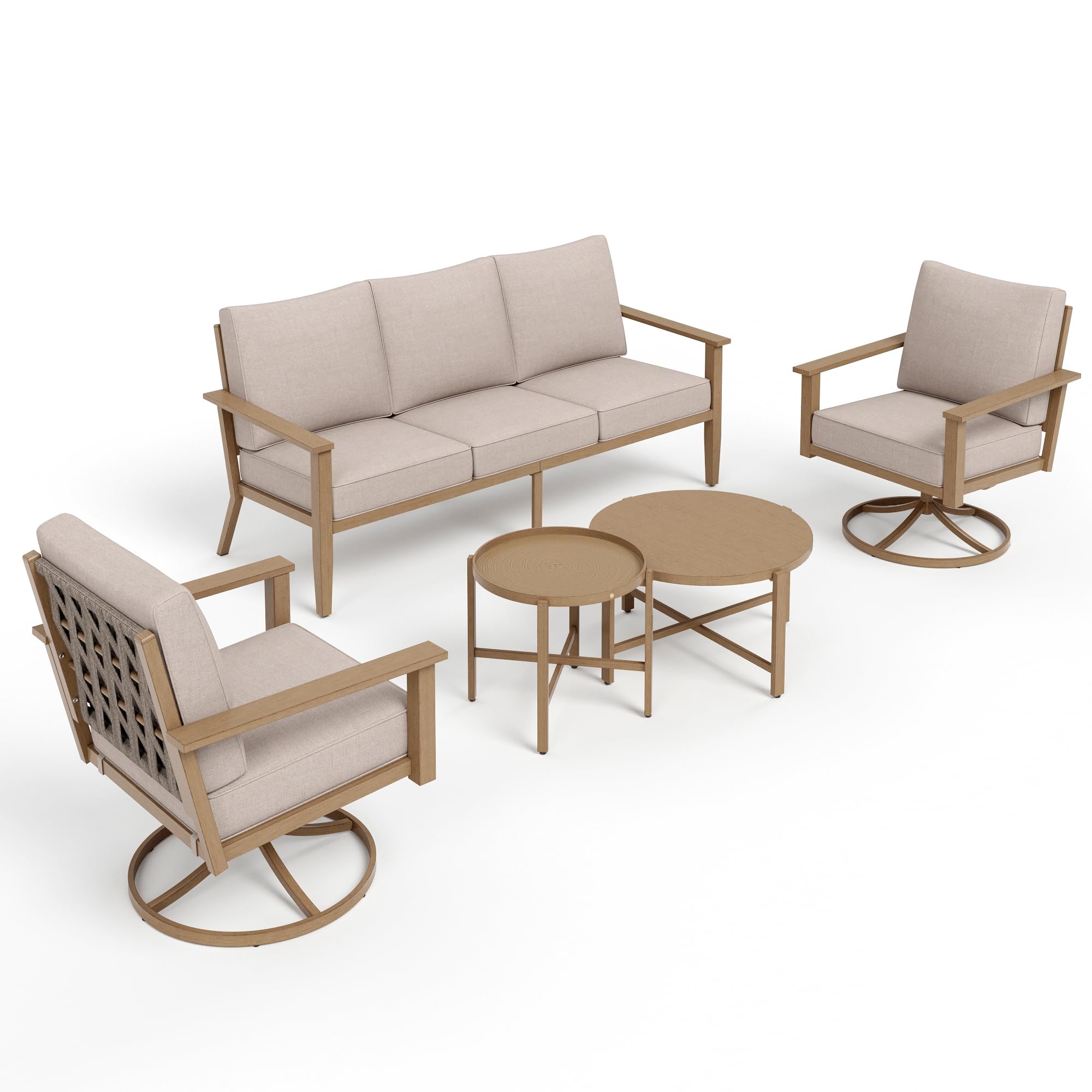 5-Piece Patio Conversation Set with Swivel Chairs