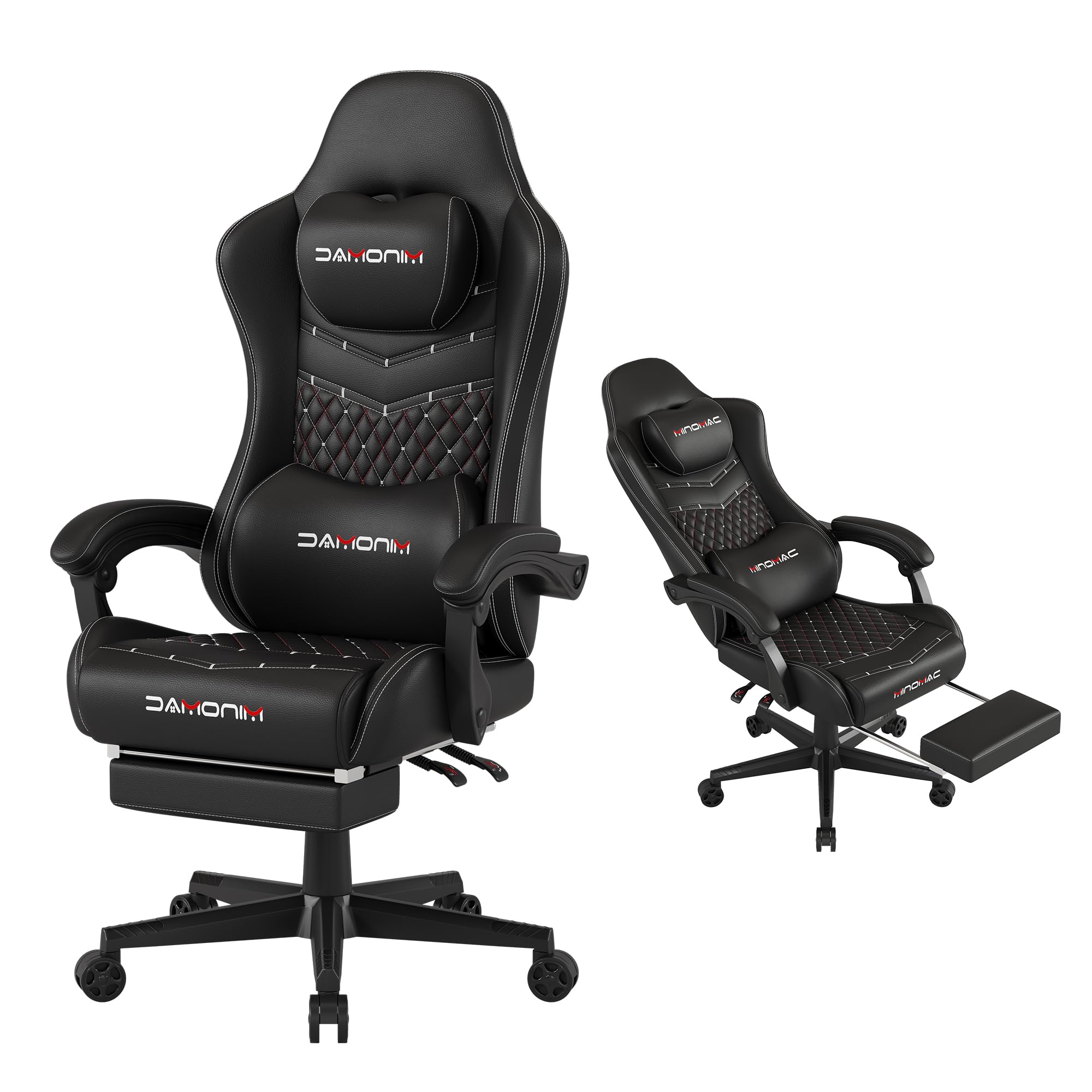 Ergonomic Gaming Chair with Retractable Footrest - 400lb Capacity