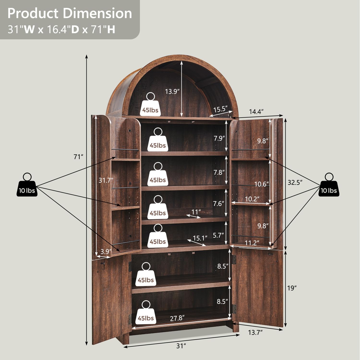 Tall Arched Kitchen Pantry Cabinet