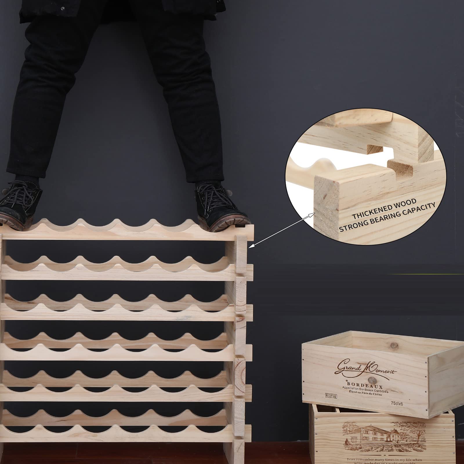 80-Bottle Wooden Wine Rack Cabinet