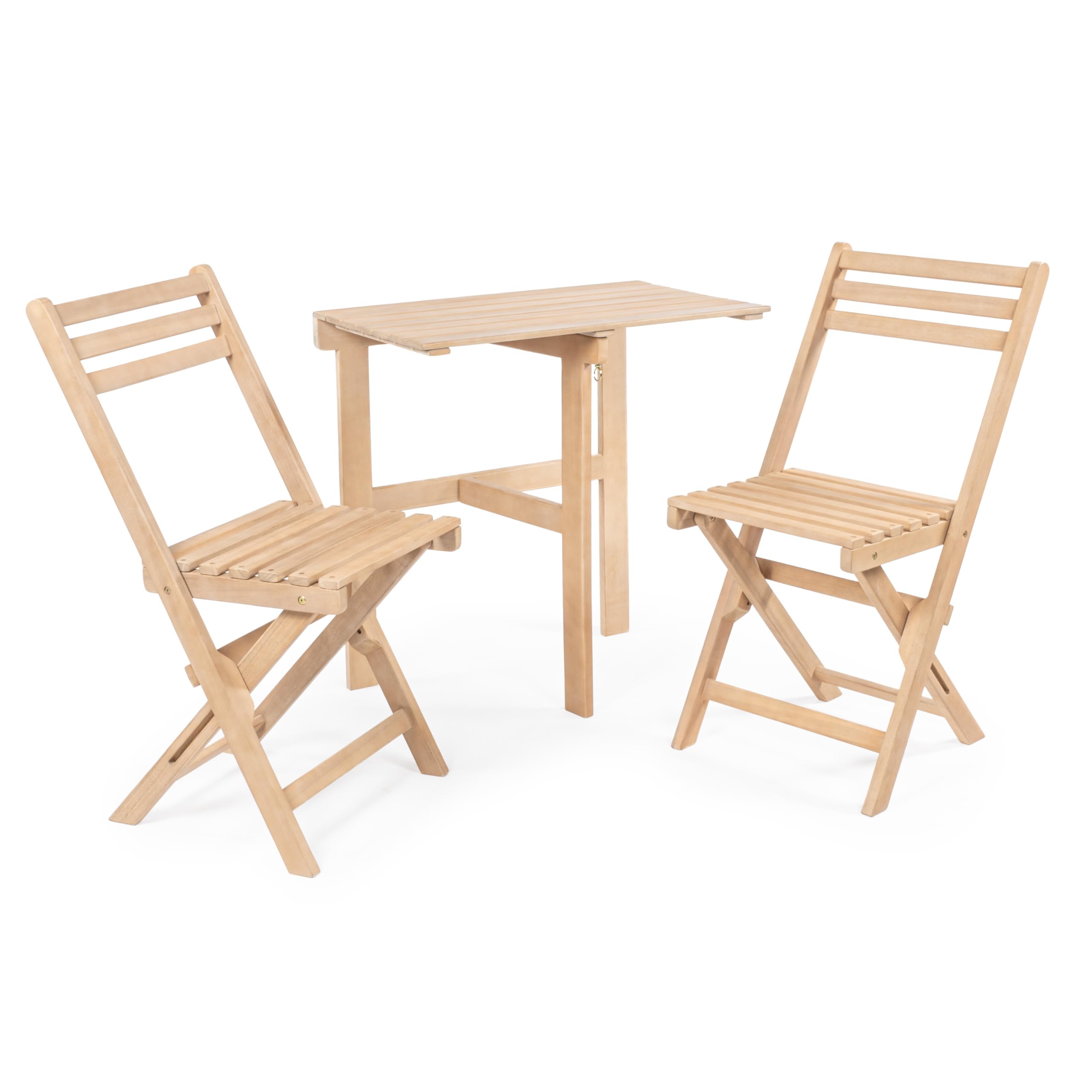 3-Piece Acacia Wood Outdoor Folding Bistro Set