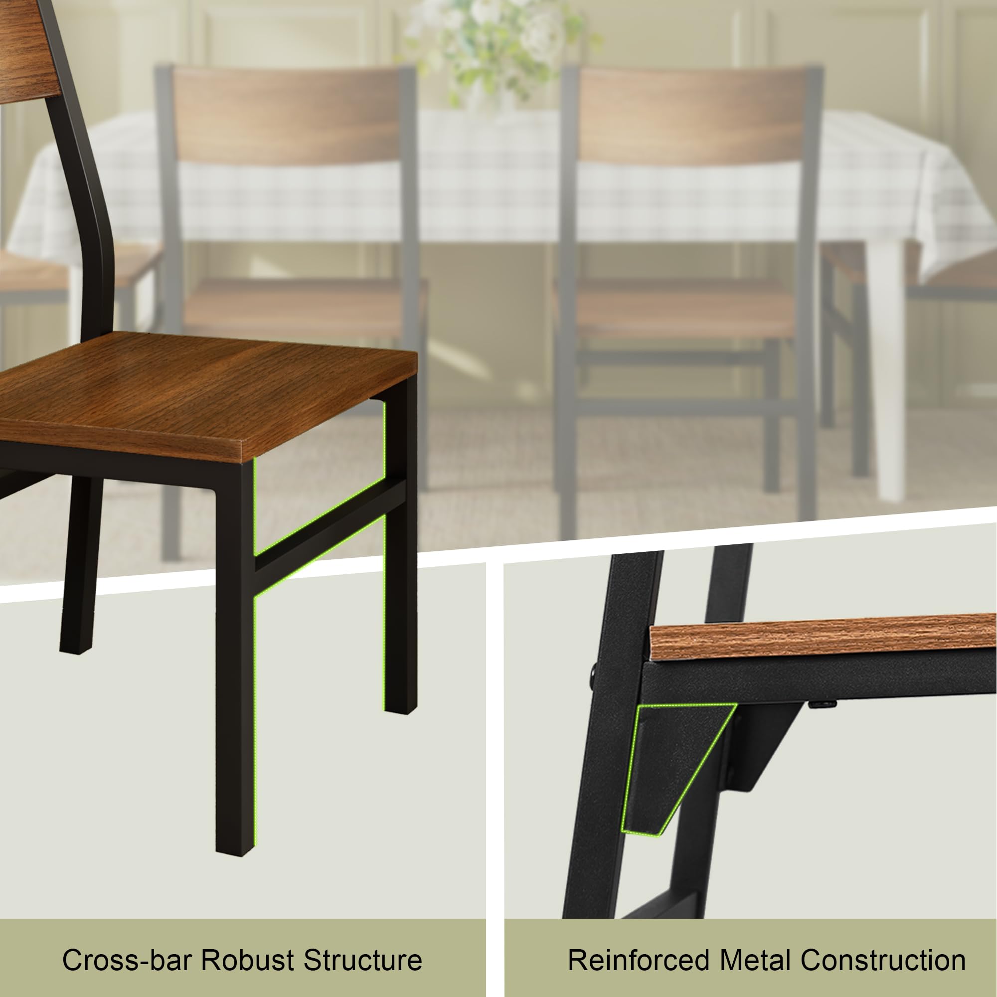 Dining Chairs Set of 6 with Ergonomic Backrest