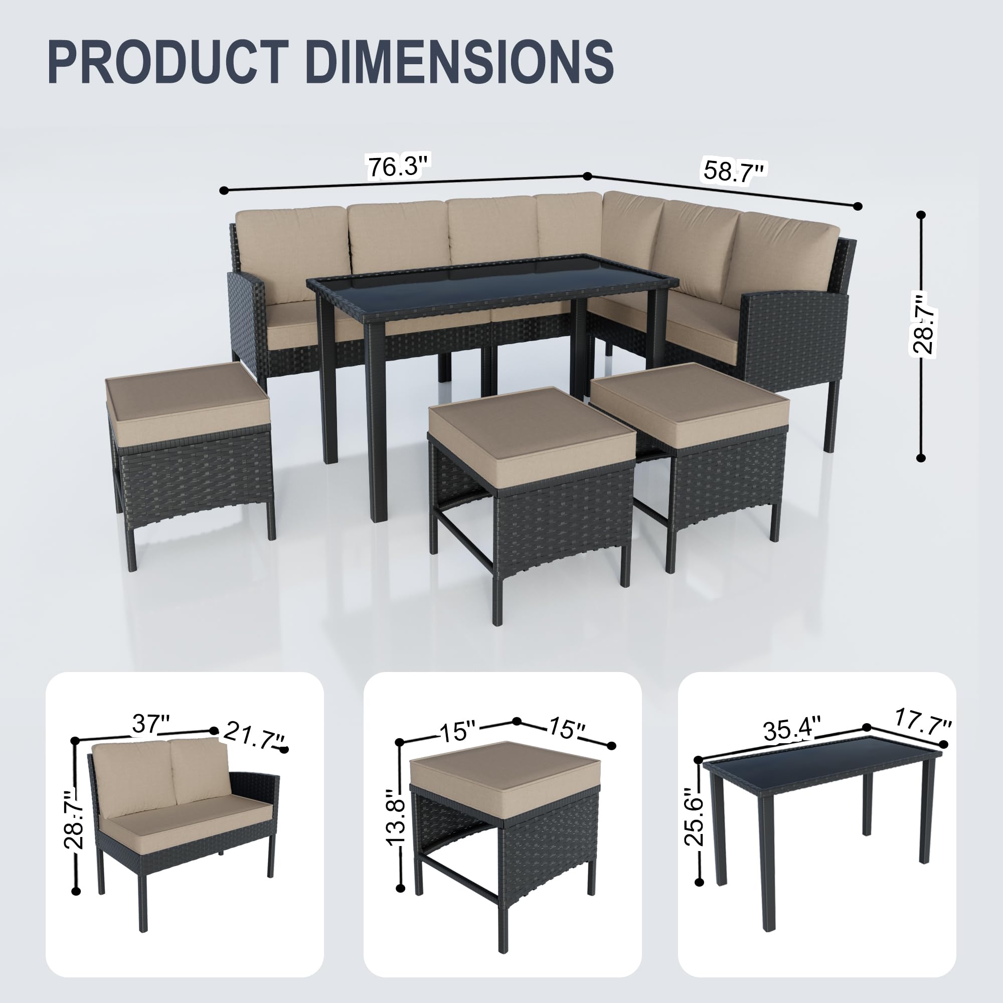 7-Piece Patio Dining Set with Ottoman