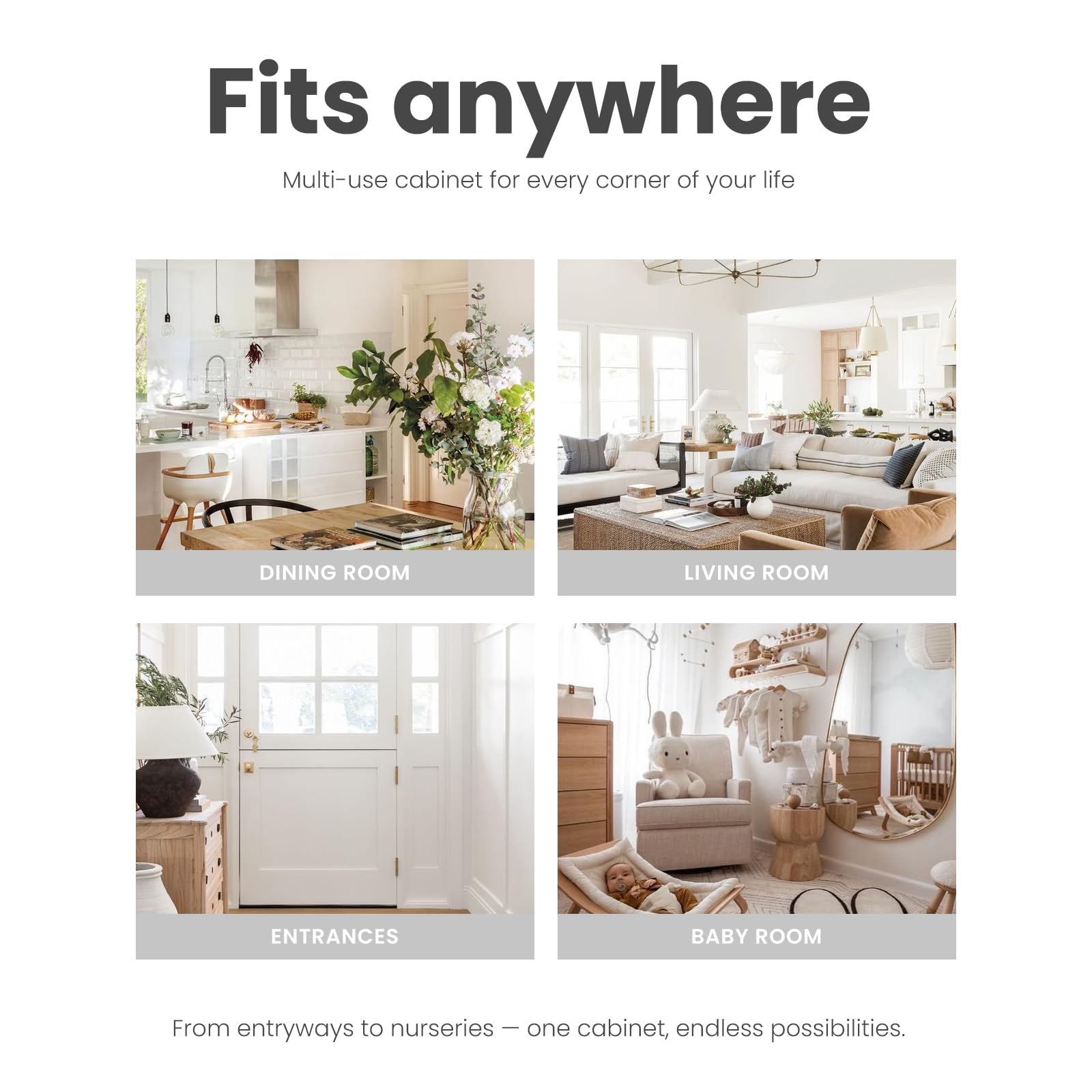 Fluted Sideboard Cabinet with Storage