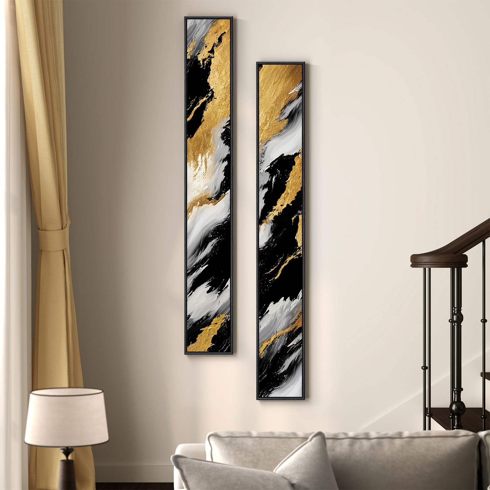 2-Piece Framed Vertical Abstract Canvas Wall Art Set