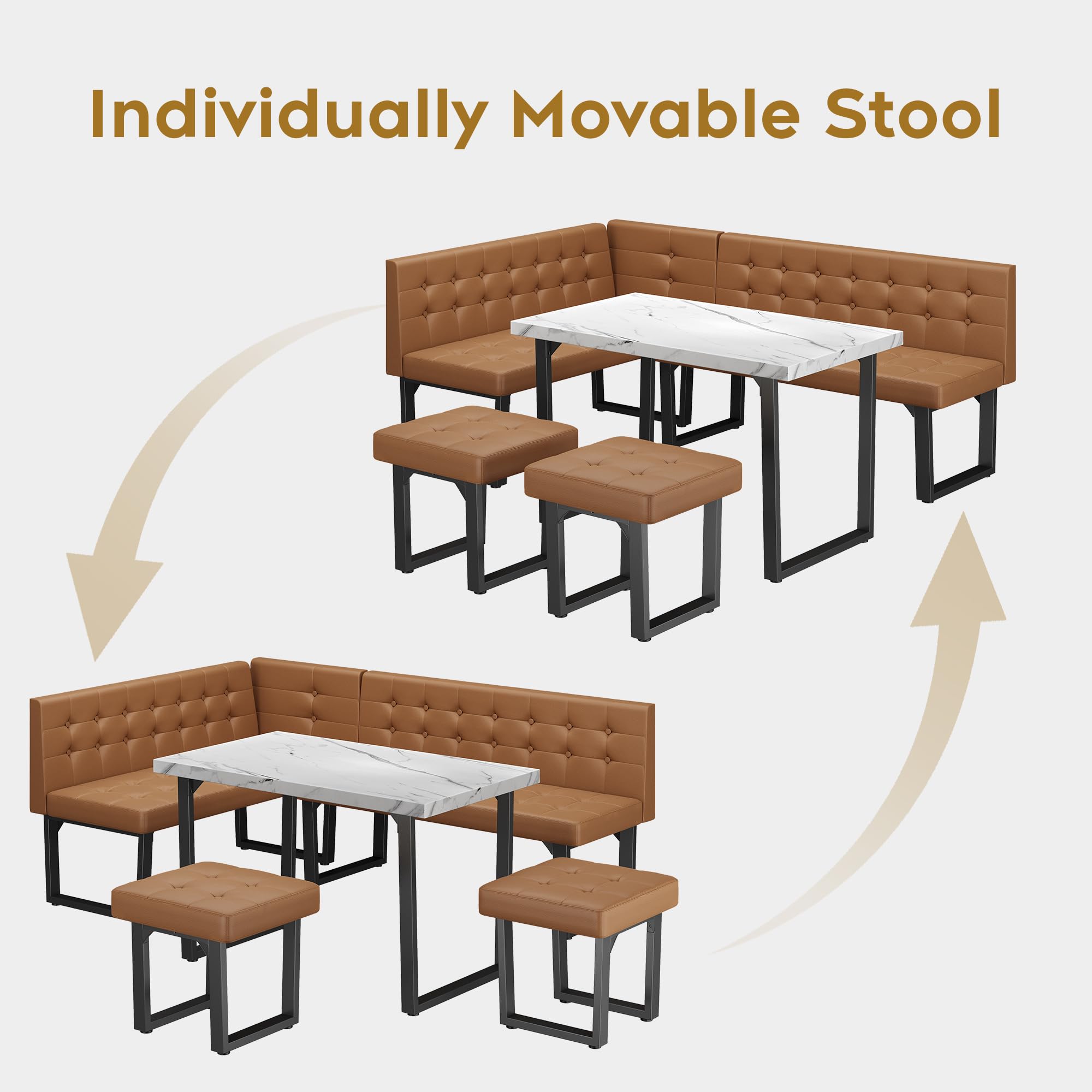 72 Inch Corner Dining Table Set with Storage Bench