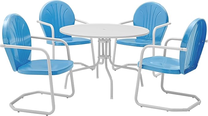 5-Piece Metal Outdoor Dining Set with Round Table and Chairs