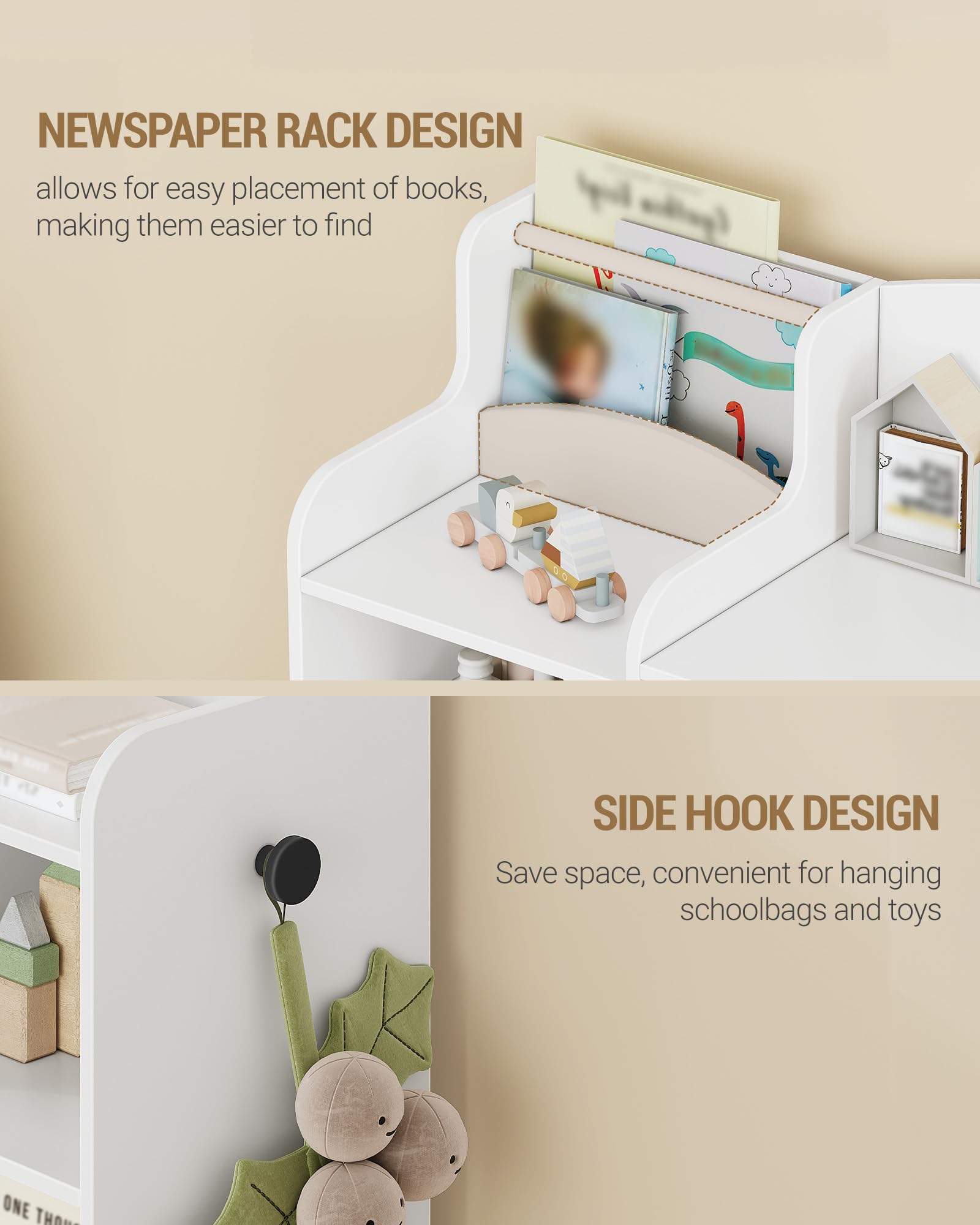 Multi-Function Kids Storage Organizer with Bookshelf