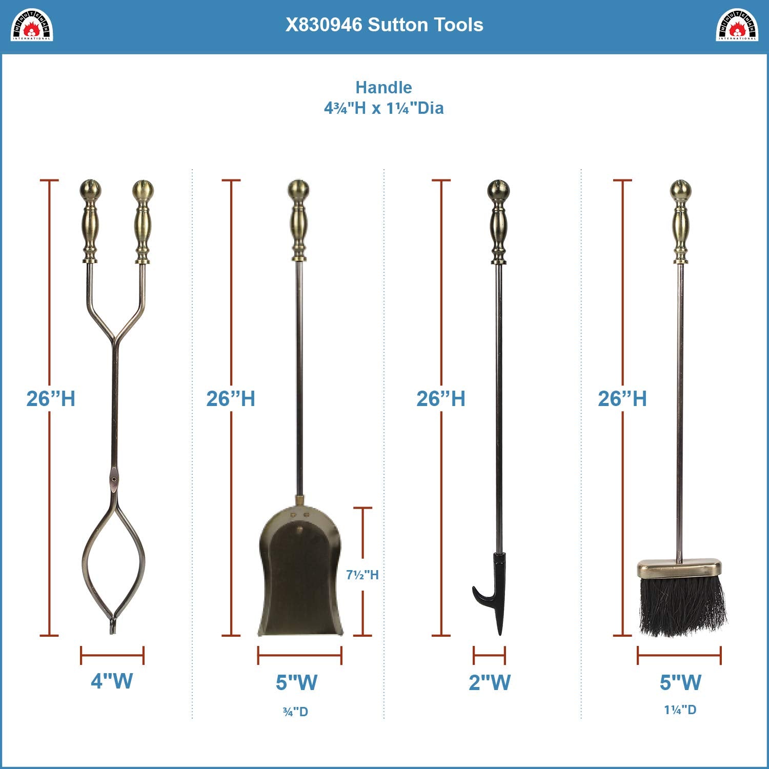 5-Piece Fireplace Tool Set with Stand