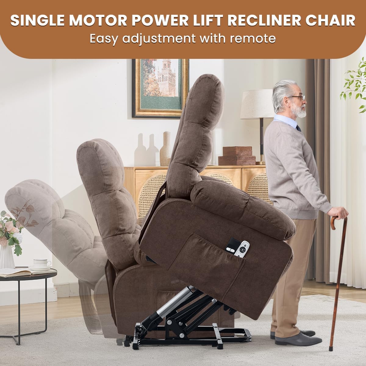 Electric Power Lift Recliner with Massage and Heat
