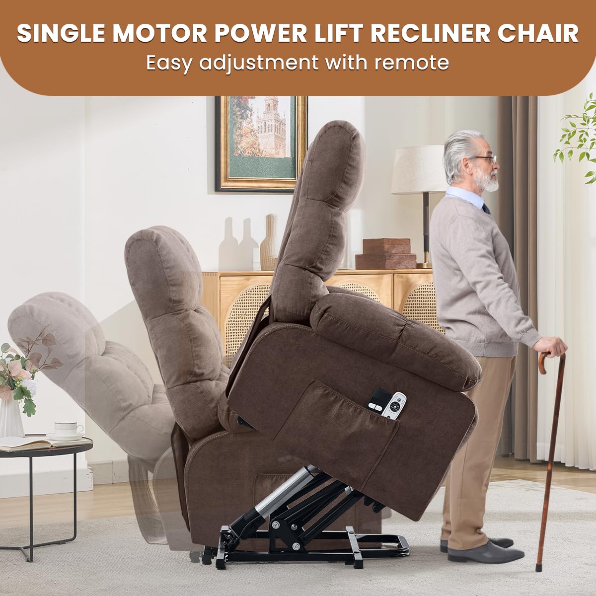 Electric Power Lift Recliner with Massage and Heat