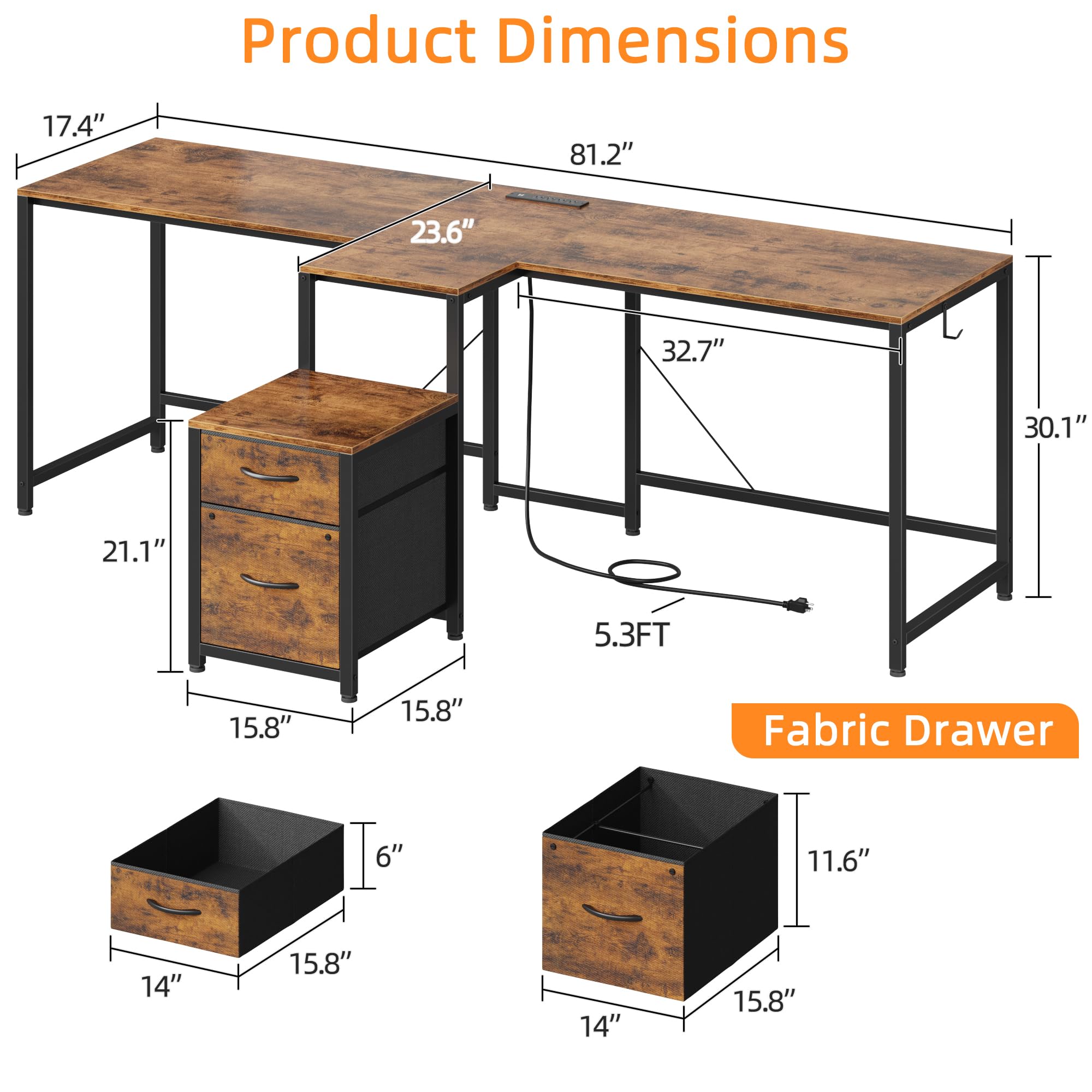 T-Shaped 2 Person Desk with Power Outlet and LED Lights