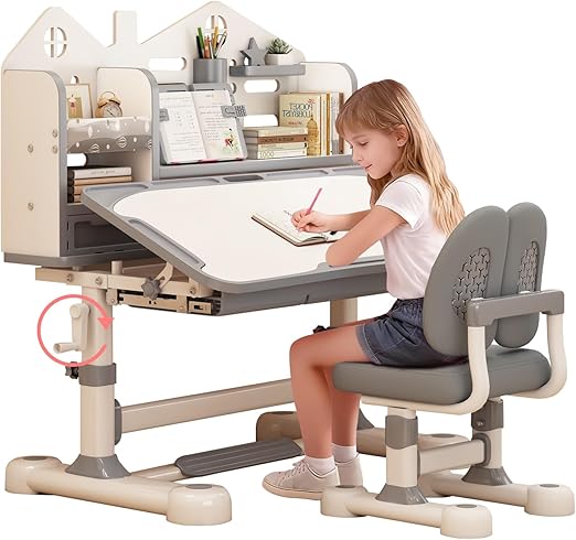 Height Adjustable Kids Desk and Chair Set