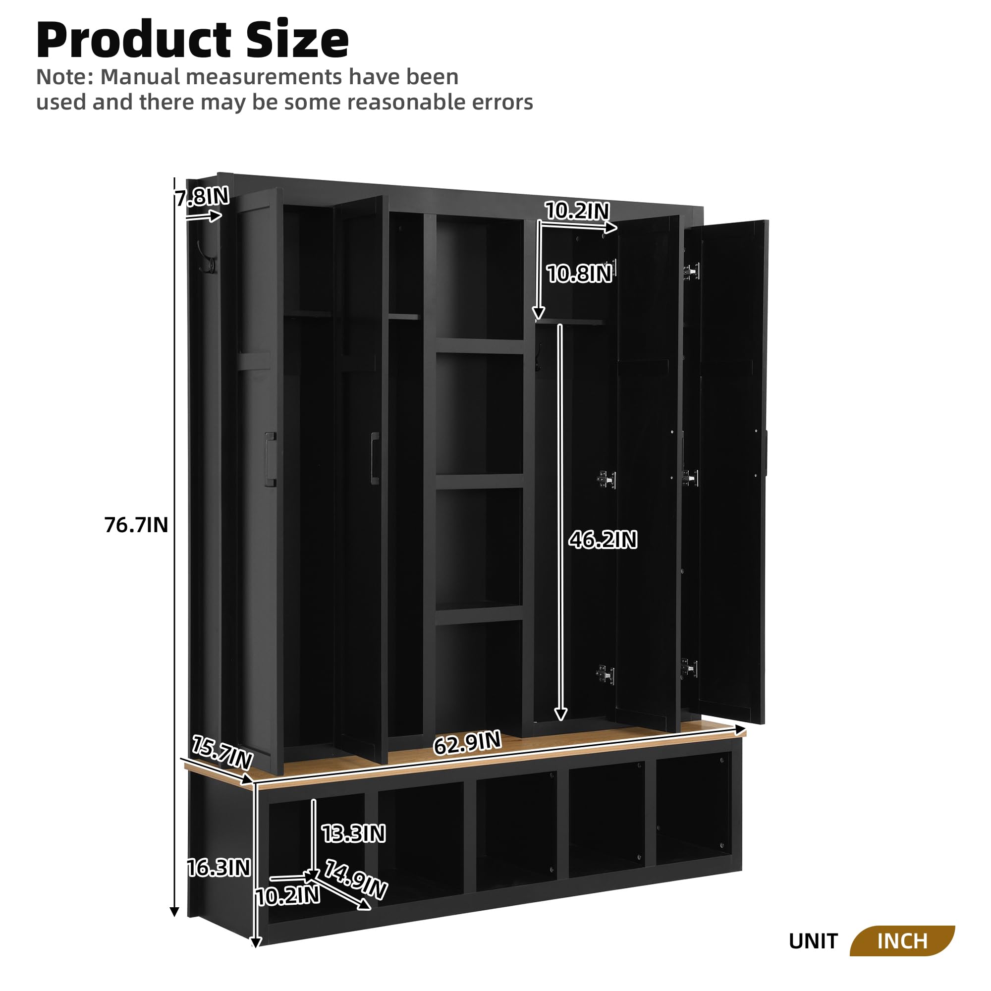 4-in-1 Entryway Hall Tree with Bench and Storage