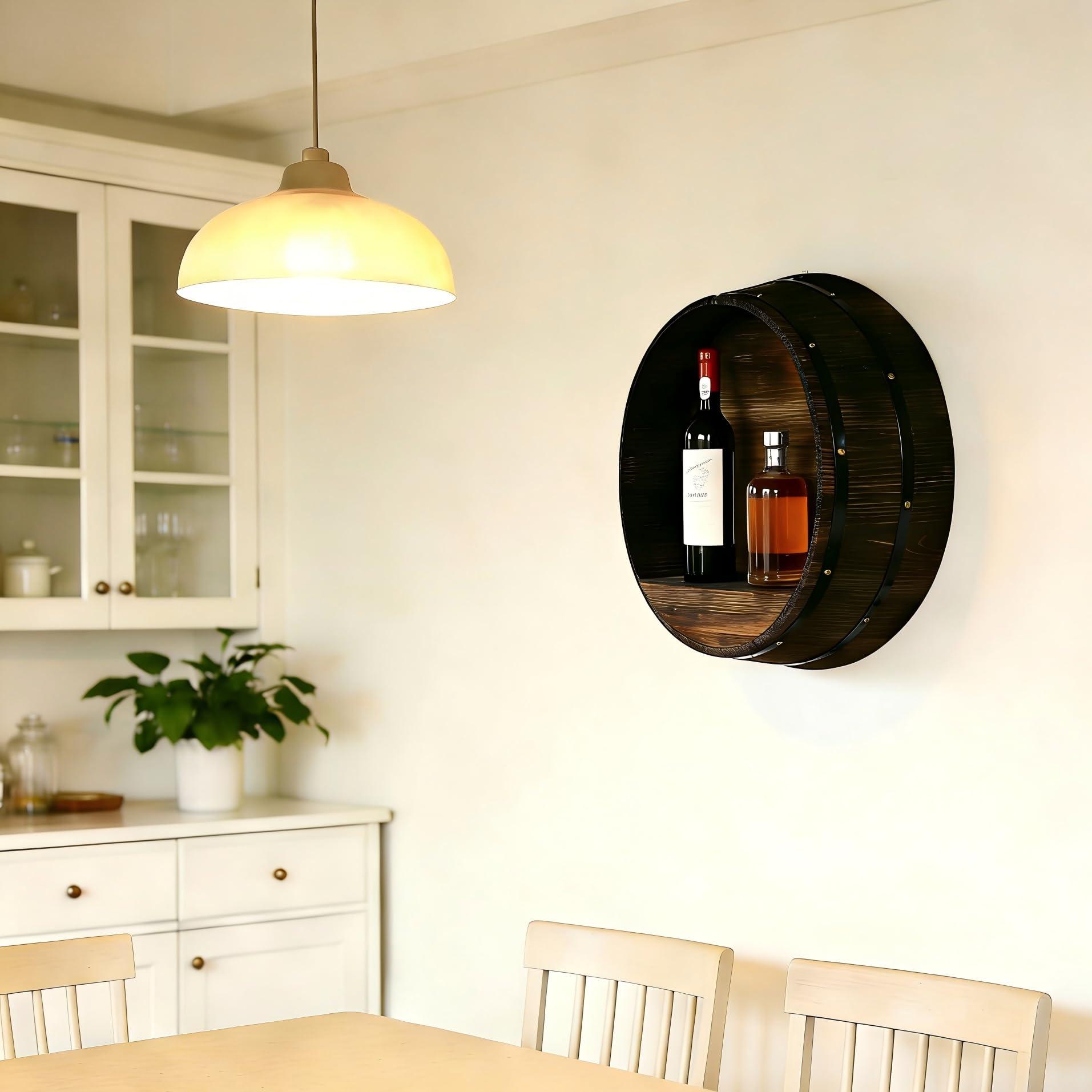 Wall Mounted Wine Rack Bourbon Barrel Style
