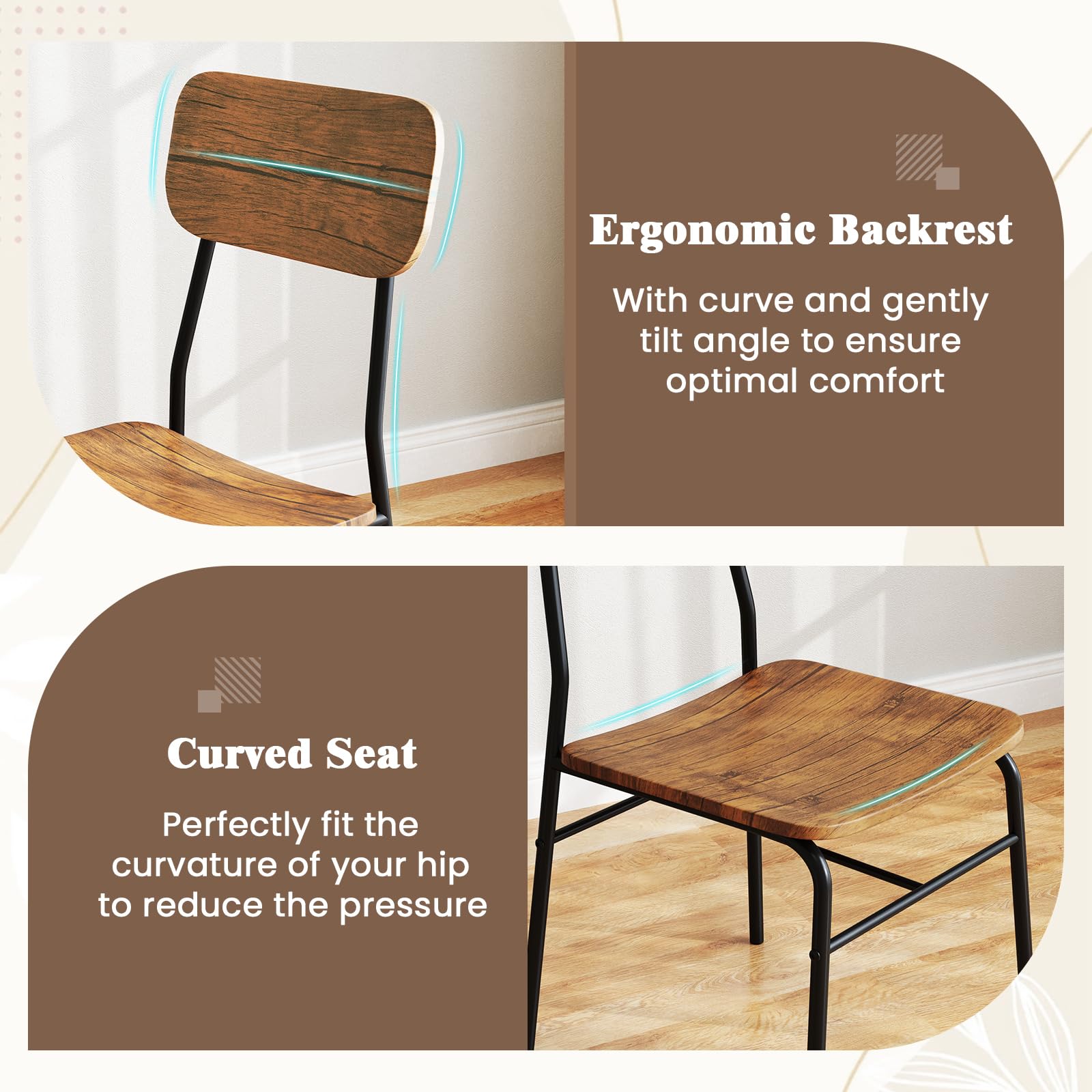 5-Piece Dining Table Set with Storage Rack