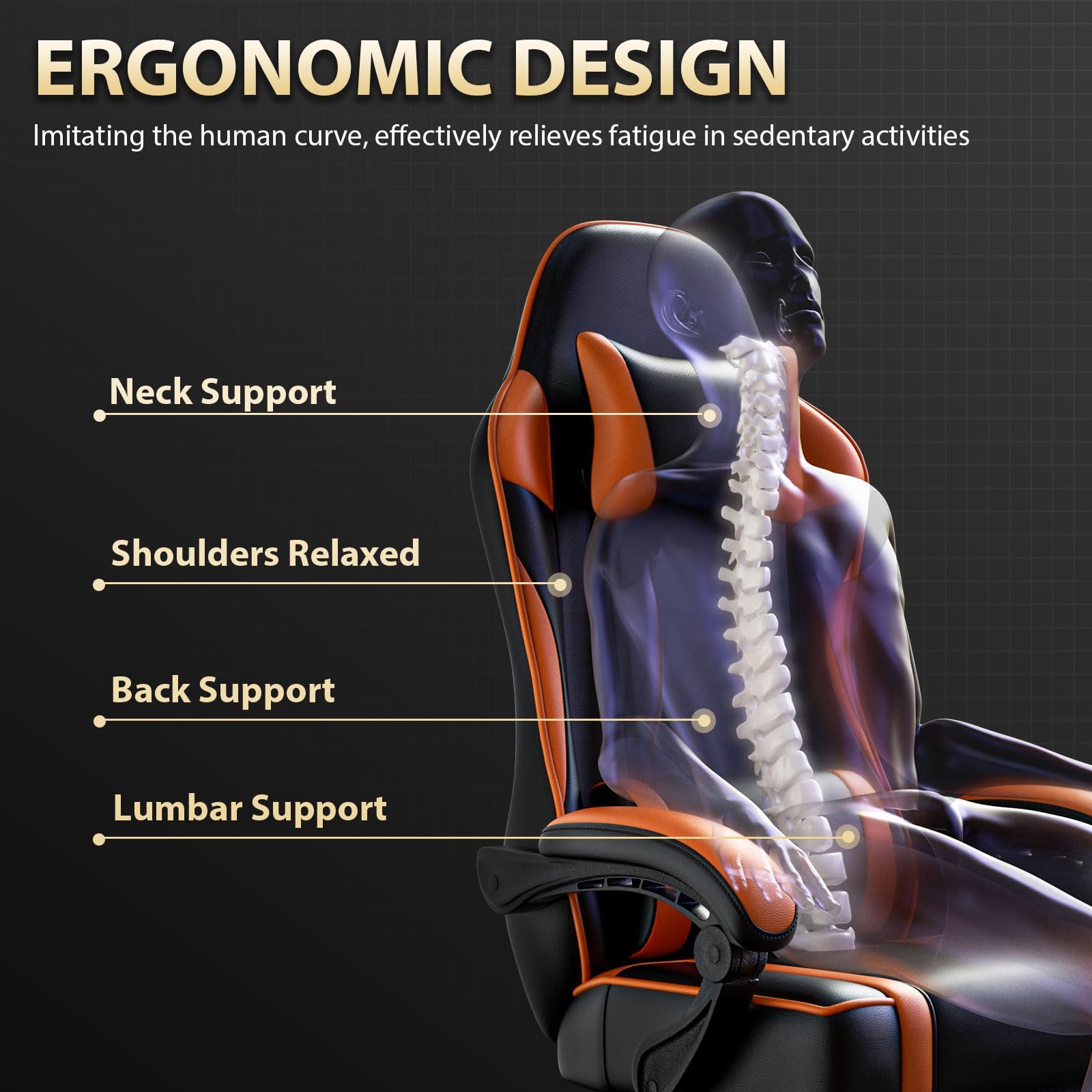 Gaming Chair with Footrest and Lumbar Support