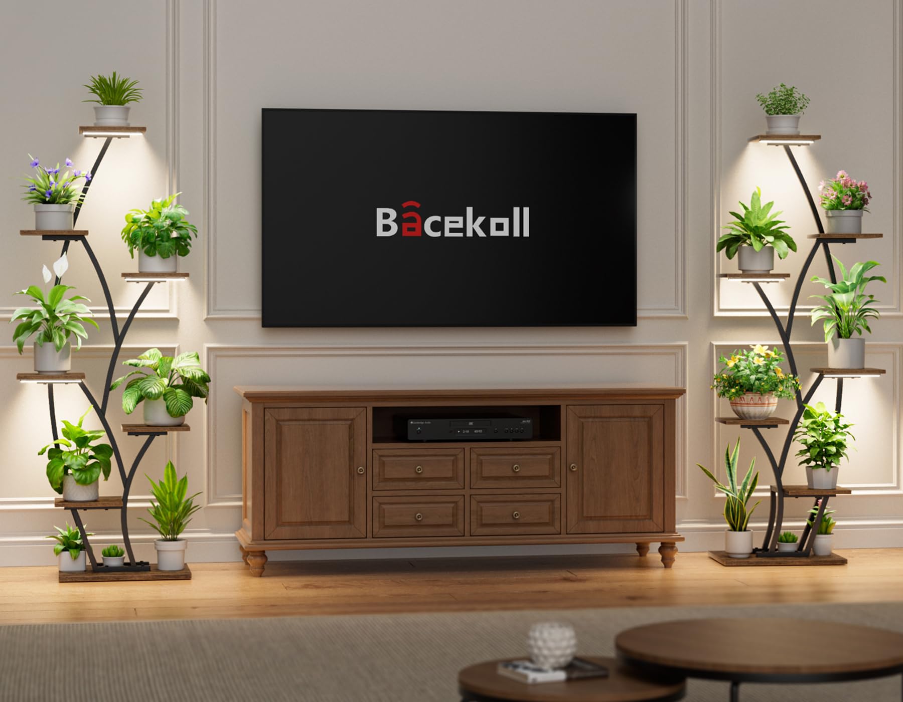 Plant Stand Indoor with Grow Lights - Lighted Indoor Plant Shelf Tall, 61" 7 Tier Large Plant Stands for Indoor Growing, 2 Pack Corner Flower Shelves, Half-Moon Metal Holder for Home Living Room Black