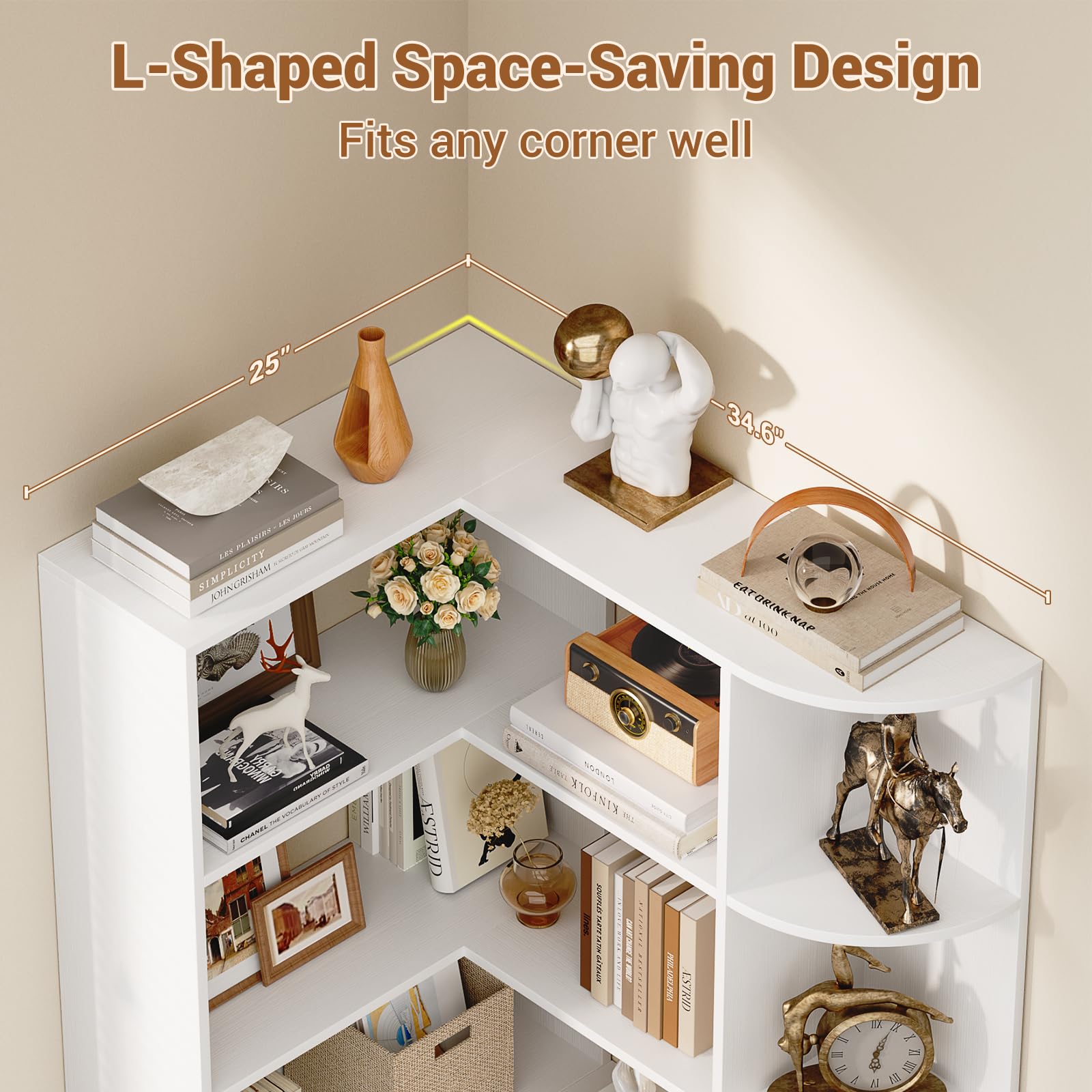 7-Tier Corner Bookshelf with Baffle