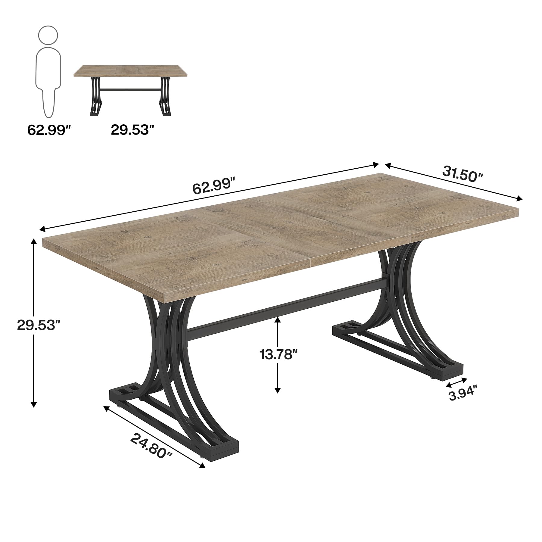 5FT Conference Table for 4-6 People with Metal Frame