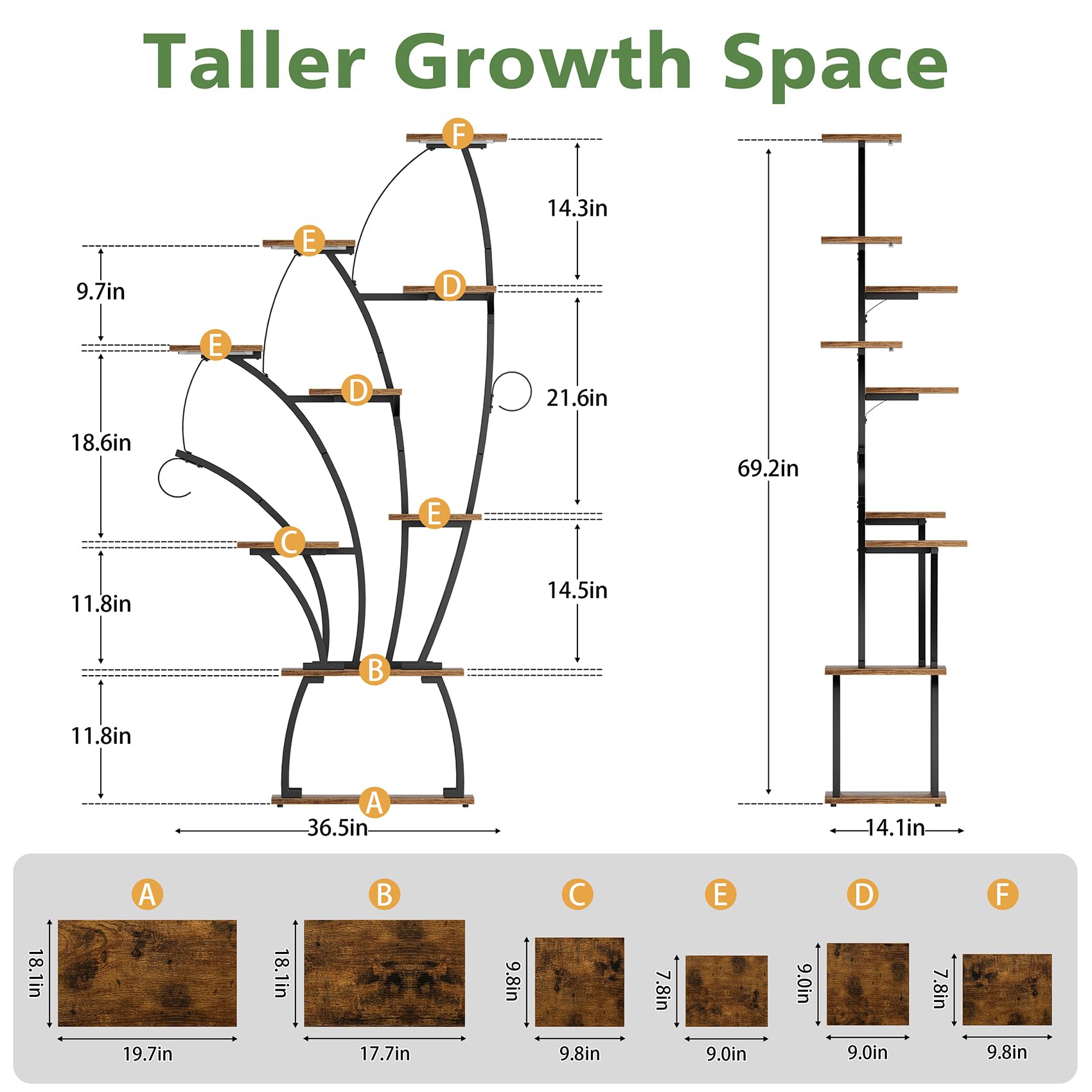 65" 8-Tier Plant Stand with Grow Lights