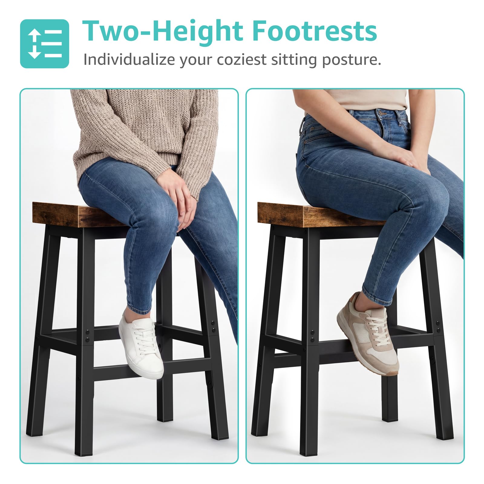 24 Inch Rustic Bar Stools Set of 2