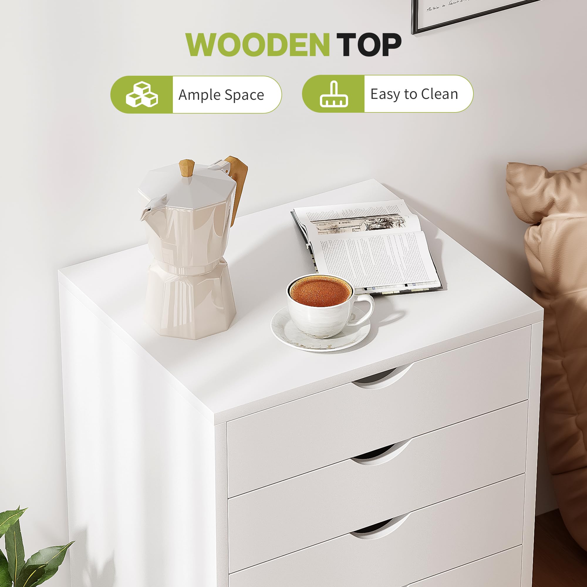 5-Drawer Mobile File Cabinet with Wheels