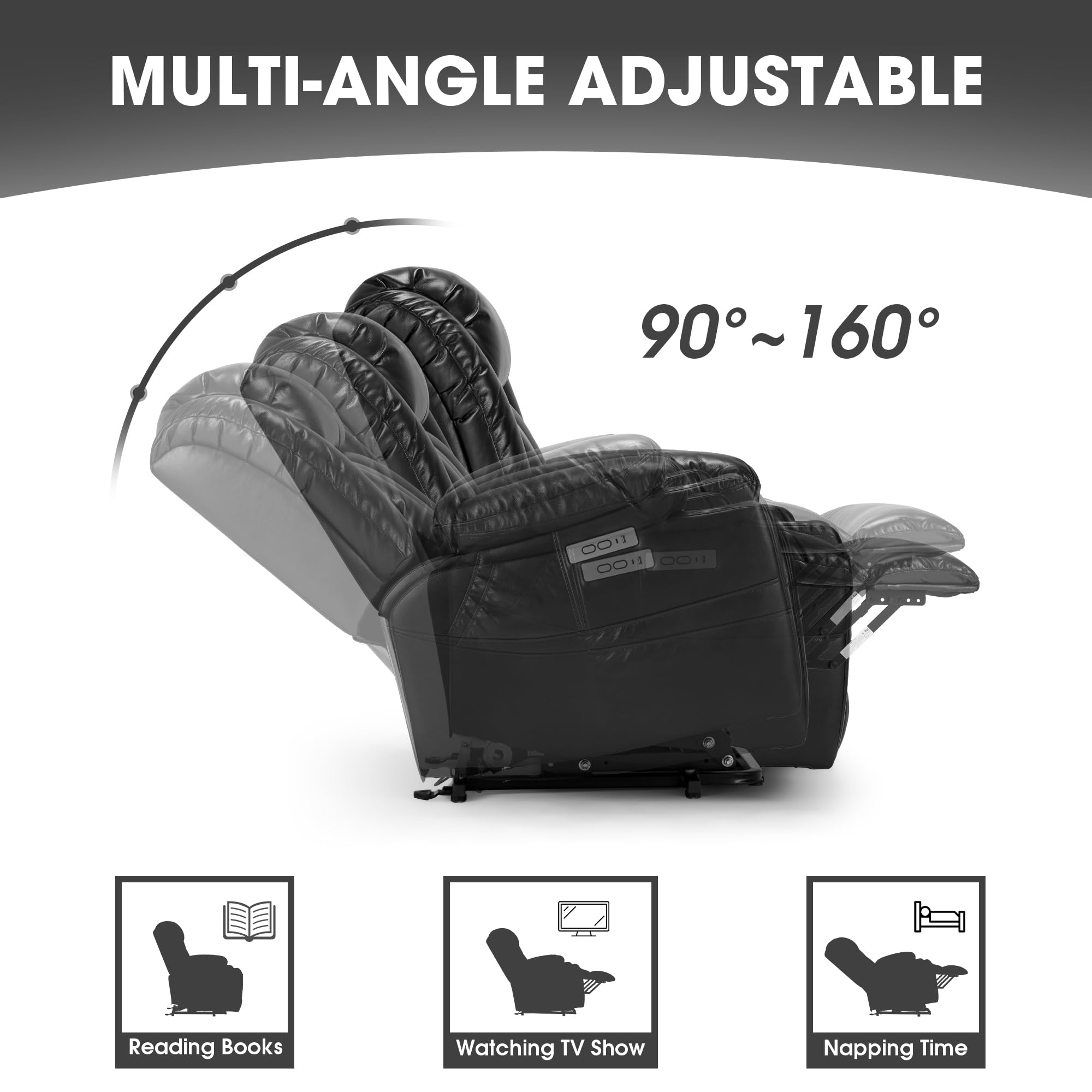 Large Power Lift Recliner Chair with Massage and Heat