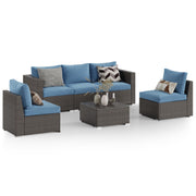 2 Piece Outdoor Wicker Patio Loveseat Set with Cushions