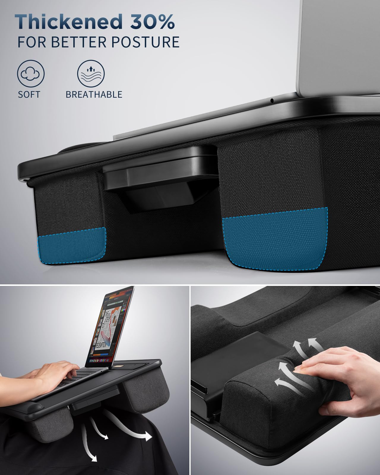Lap Desk with LED Light and Cushion for 17" Laptops
