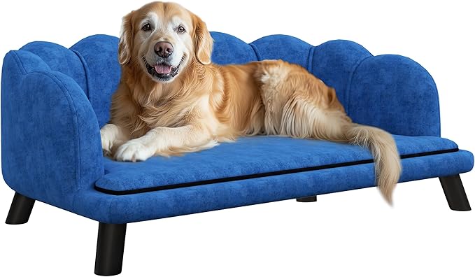 Velvet Large Dog Couch with Foam Cushion