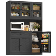 72" Tall Kitchen Pantry Storage Cabinet with Glass Doors