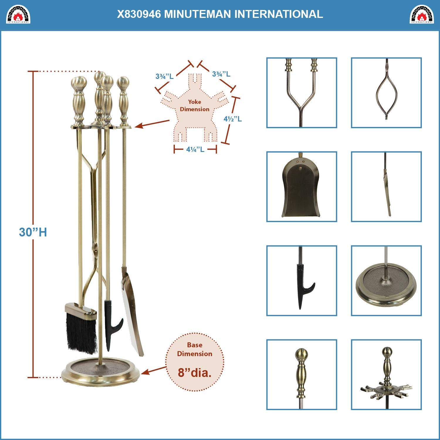 5-Piece Fireplace Tool Set with Stand