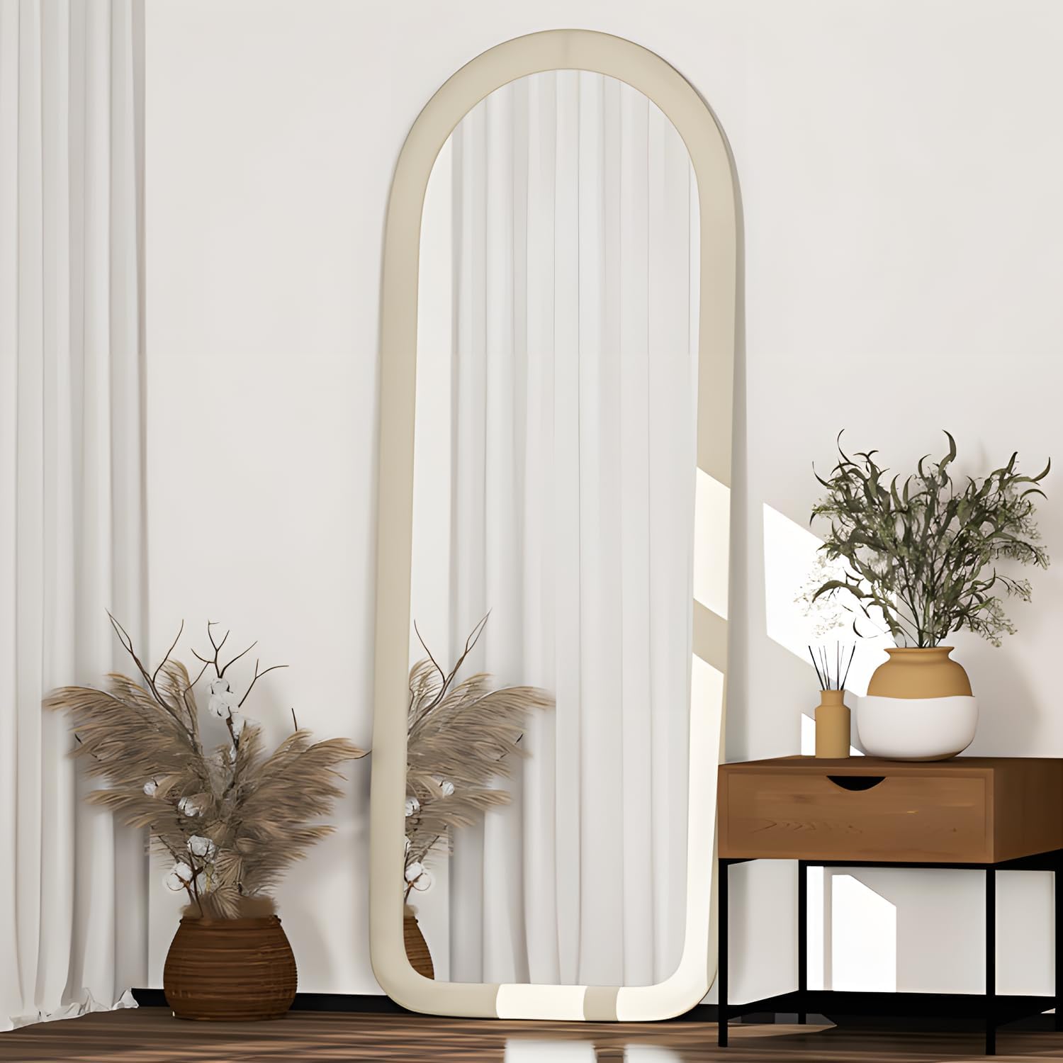 Arched Full Length Floor Mirror with Stand