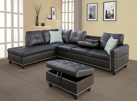 Sectional Sofa with Chaise Lounge and Ottoman