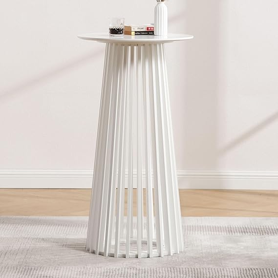 Round Bar Table 43.5" High Modern Wood Cocktail Table
