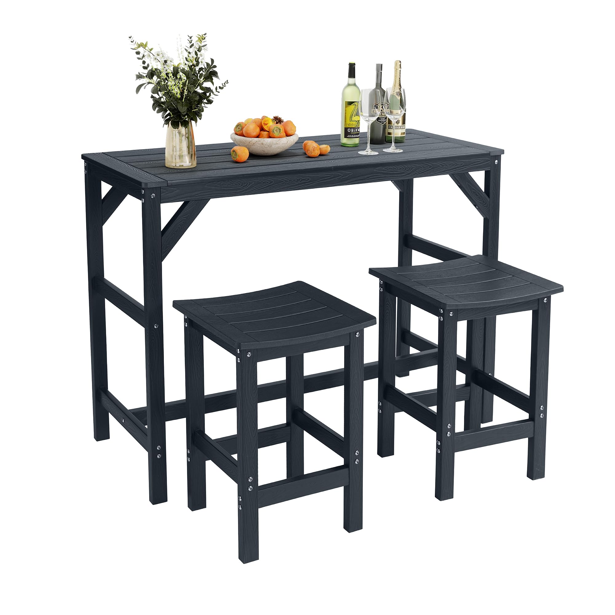 3-Piece Outdoor Patio Bar Set with Stools
