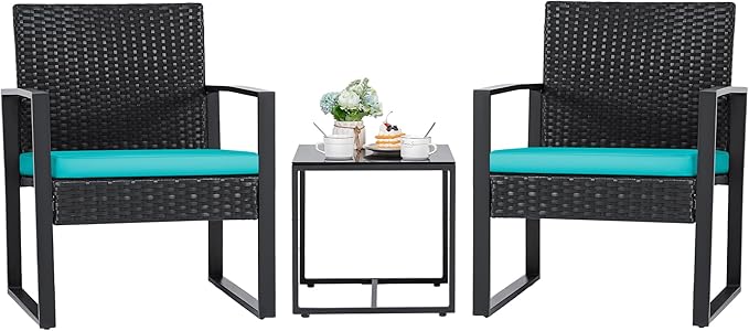 3-Piece Outdoor Patio Wicker Furniture Set with Coffee Table