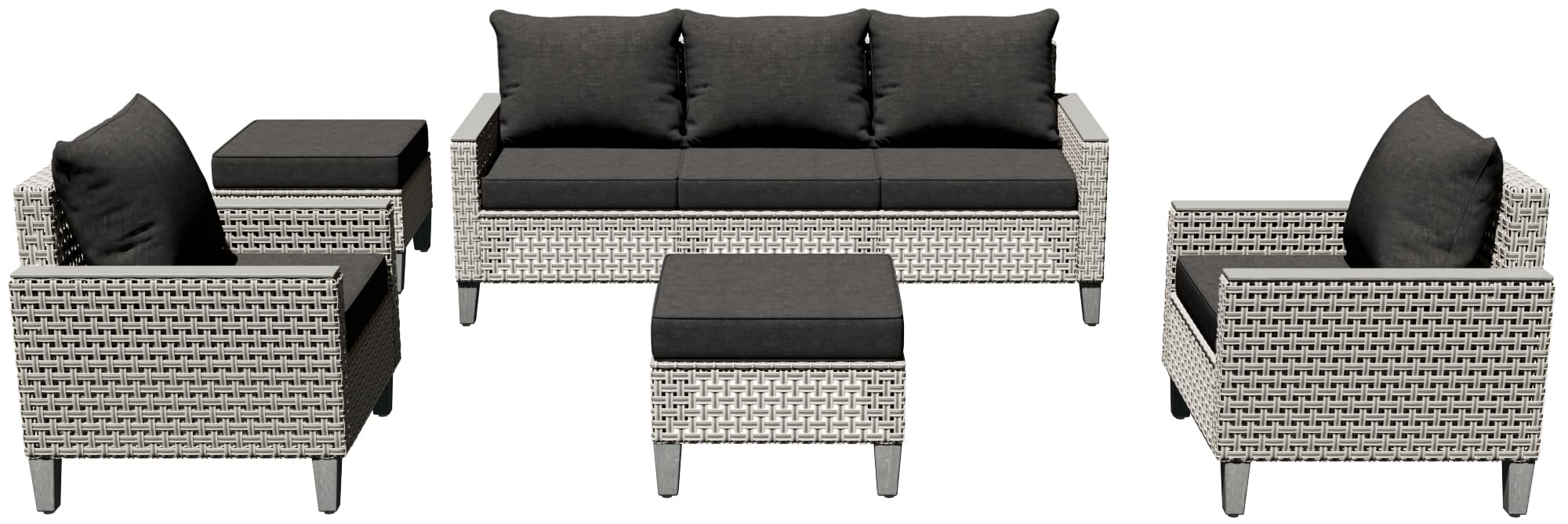 7-Piece Modular Patio Sectional Sofa Set with Ottomans