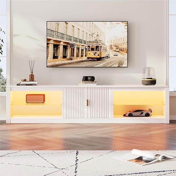 80 Inch LED Gaming TV Stand with Storage Cabinet