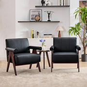 Black Leather Accent Chairs Set of 2