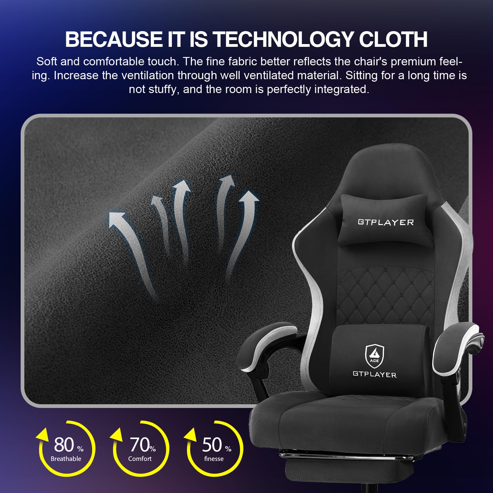 Gaming Chair with Pocket Spring Cushion and Footrest
