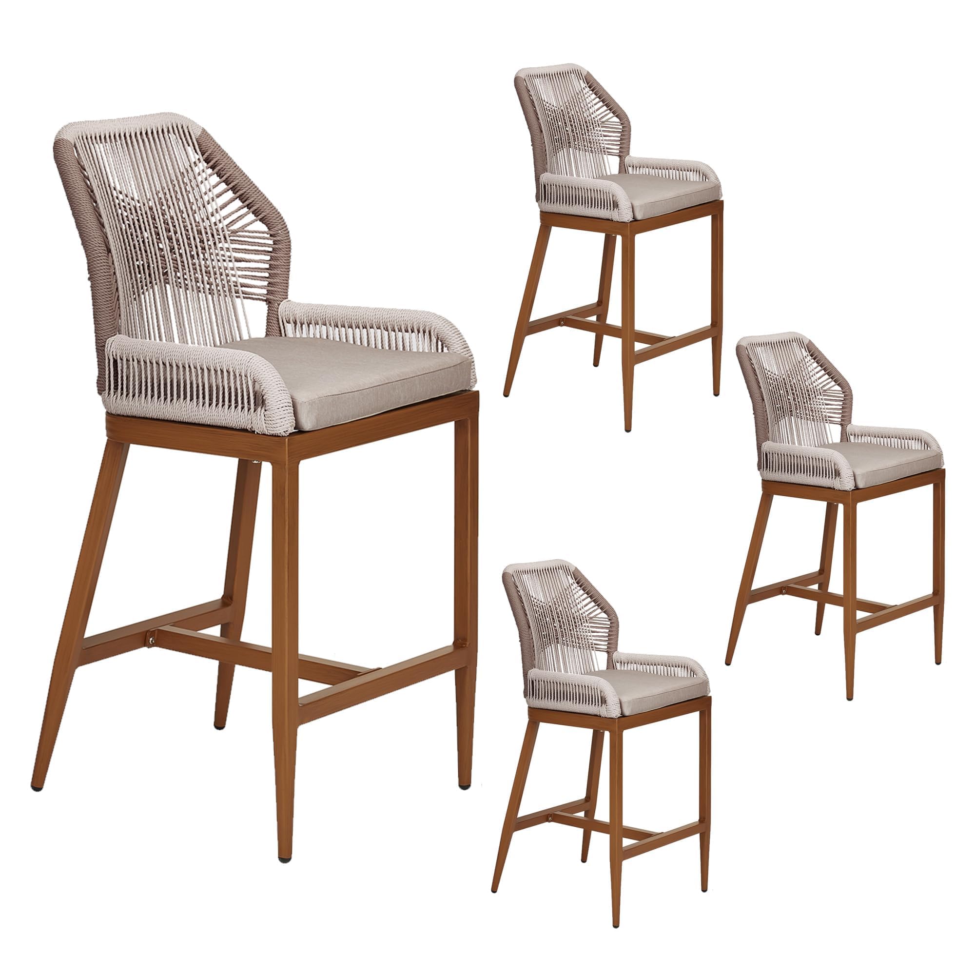Rattan Counter Height Bar Stools Set of 4