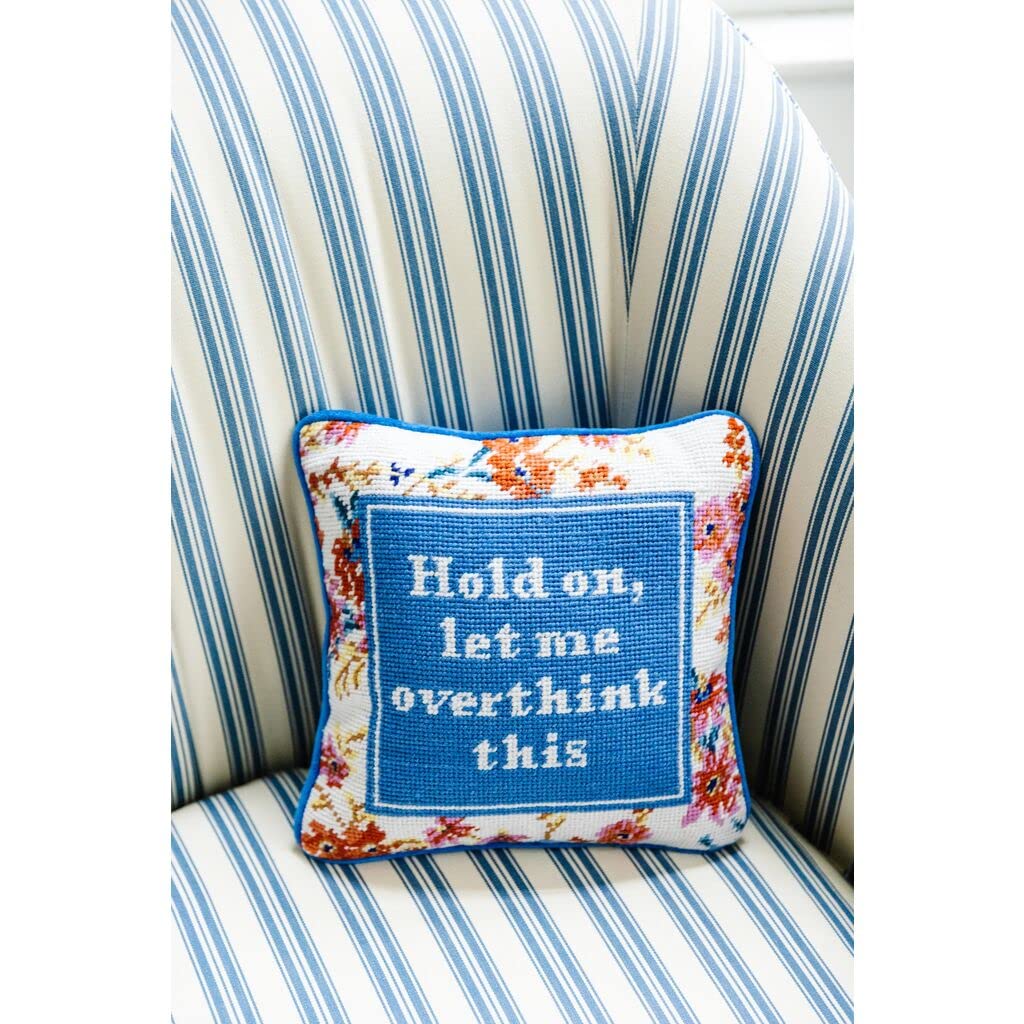 Needlepoint Decorative Throw Pillow - Overthink - 11x11