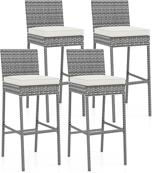 Outdoor Wicker Bar Stools Set of 4