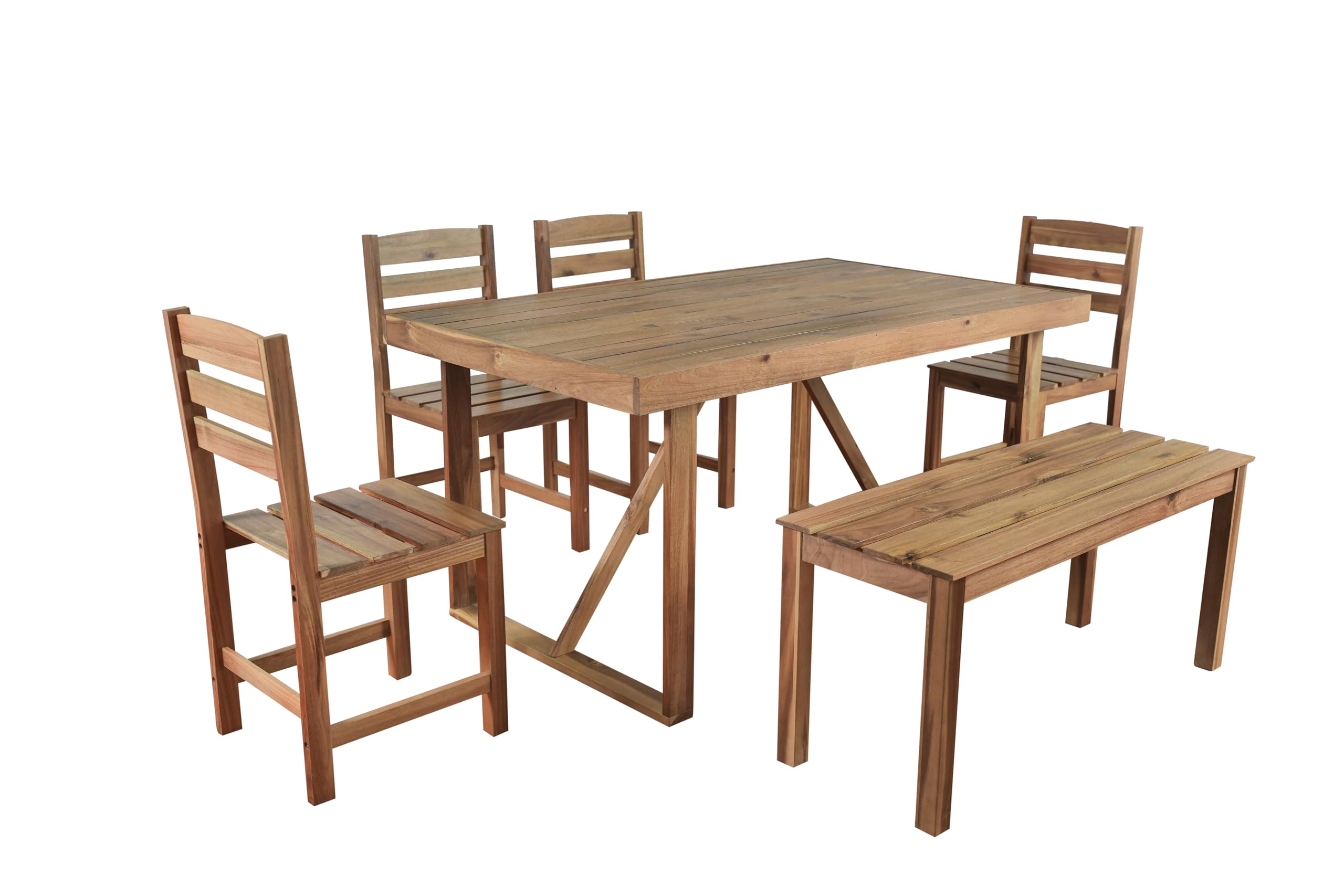 6-Piece Acacia Wood Outdoor Dining Set