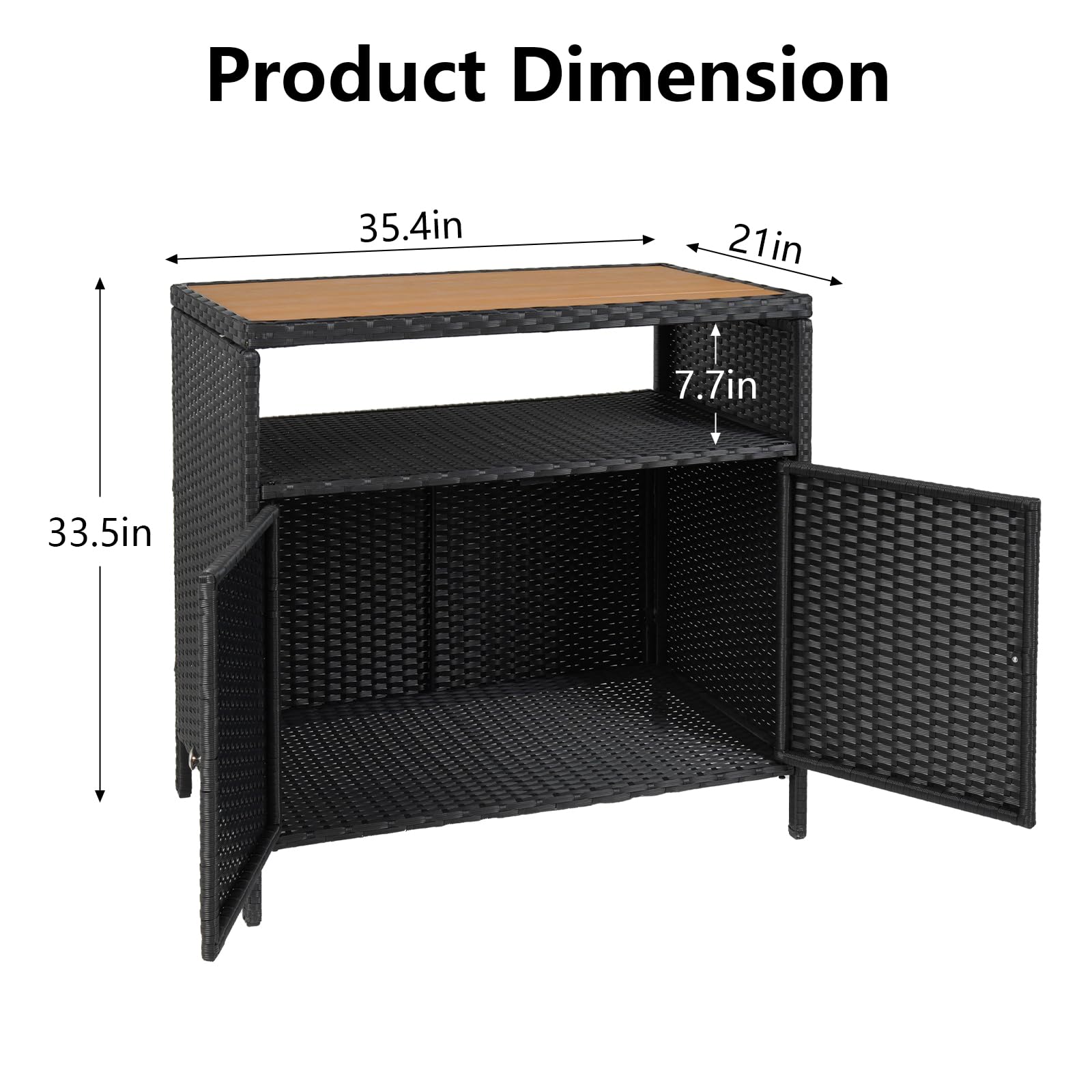 Patio Outdoor Wicker Storage Cabinet with Shelf