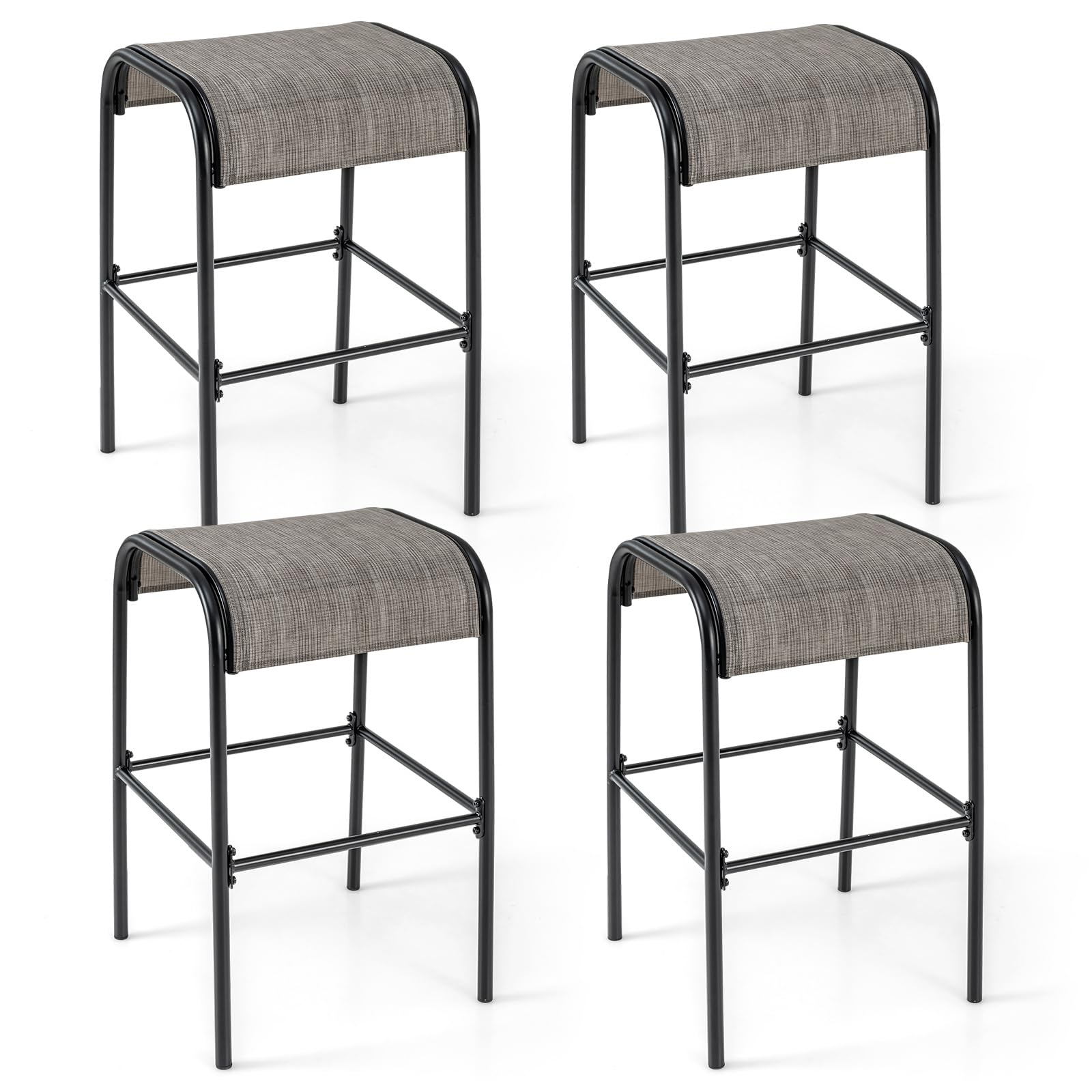 Outdoor Bar Stools Set of 4 - 30" Height with Fabric Seat