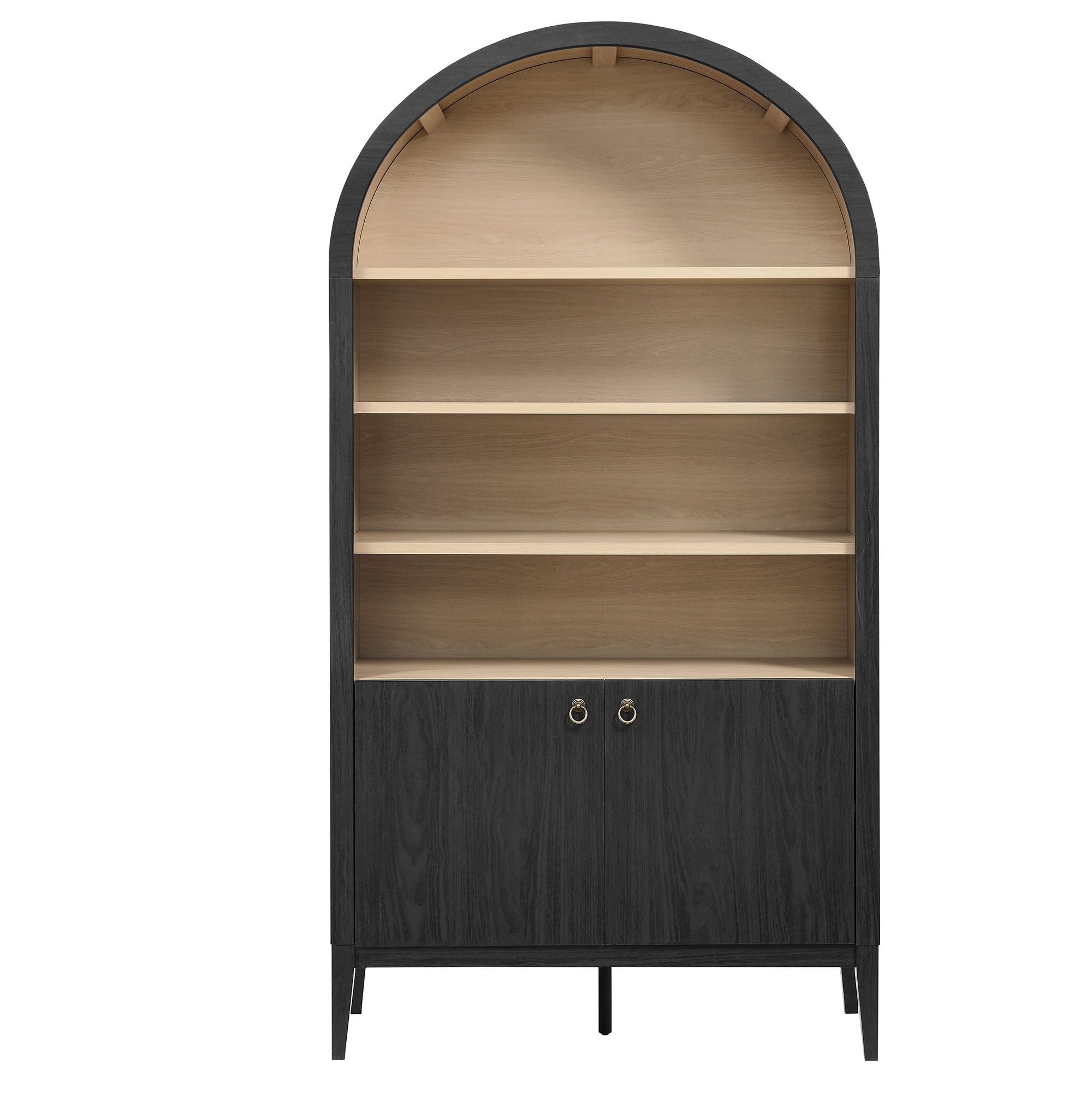 Tall Arched Storage Display Cabinet - 74 Inch Bookshelf